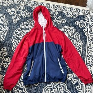 H and M red and blue windbreaker